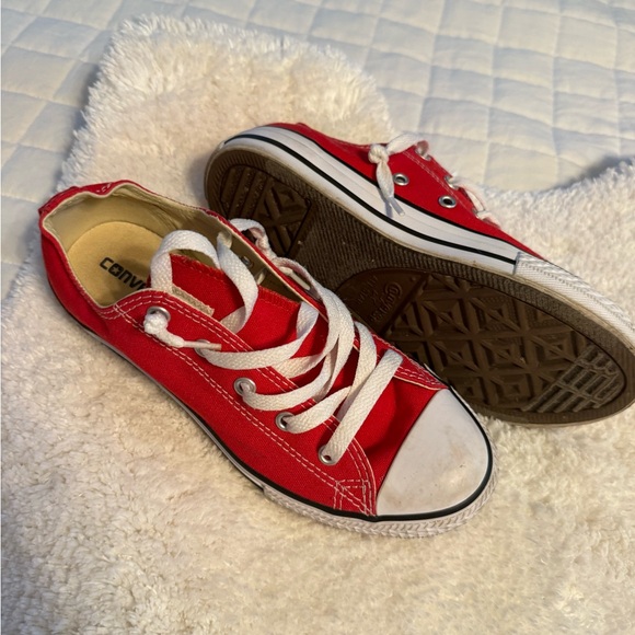 Converse Kids Red Canvas Sneakers with White Accents - Picture 1 of 1